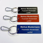 Laser-engraved name tags respiratory protection monitoring 95 mm x 35 mm