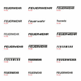 Schriftzug FEUERWEHR | Fluoreszierende-Hochreflektierende Folie | ORALITE | VC612 Flexibright | 112 | lime | F1-14 | 1.000 x 150 mm
