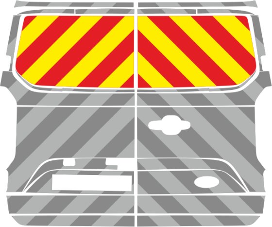Ford Transit/Tourneo Custom, Hecktüren, Erweiterung Kasten, 2023/07 - | Heck-Warnmarkierungssatz