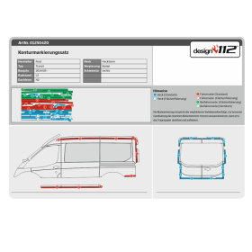 Konturmarkierungssatz Ford Transit, L2H2, ab 05/2014, 1 Schiebet&uuml;r rechts | Oralite VC104+ in wei&szlig;