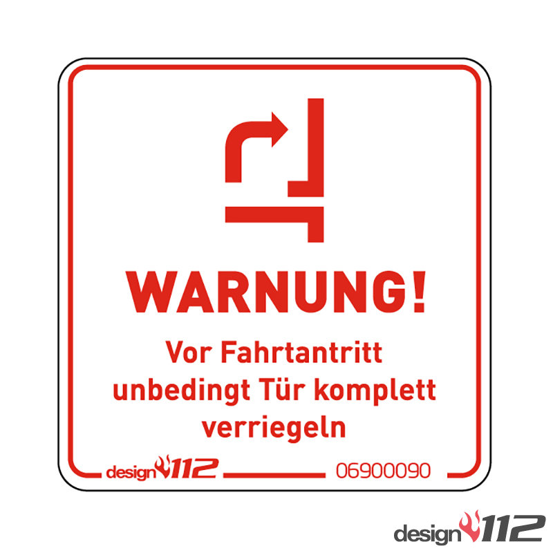 Aufkleber "Tr vor Fahrtantritt schlieen" 45 x 45 mm - design112 Gmb